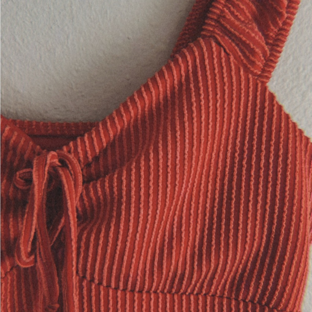 Red Textured Mini Dress